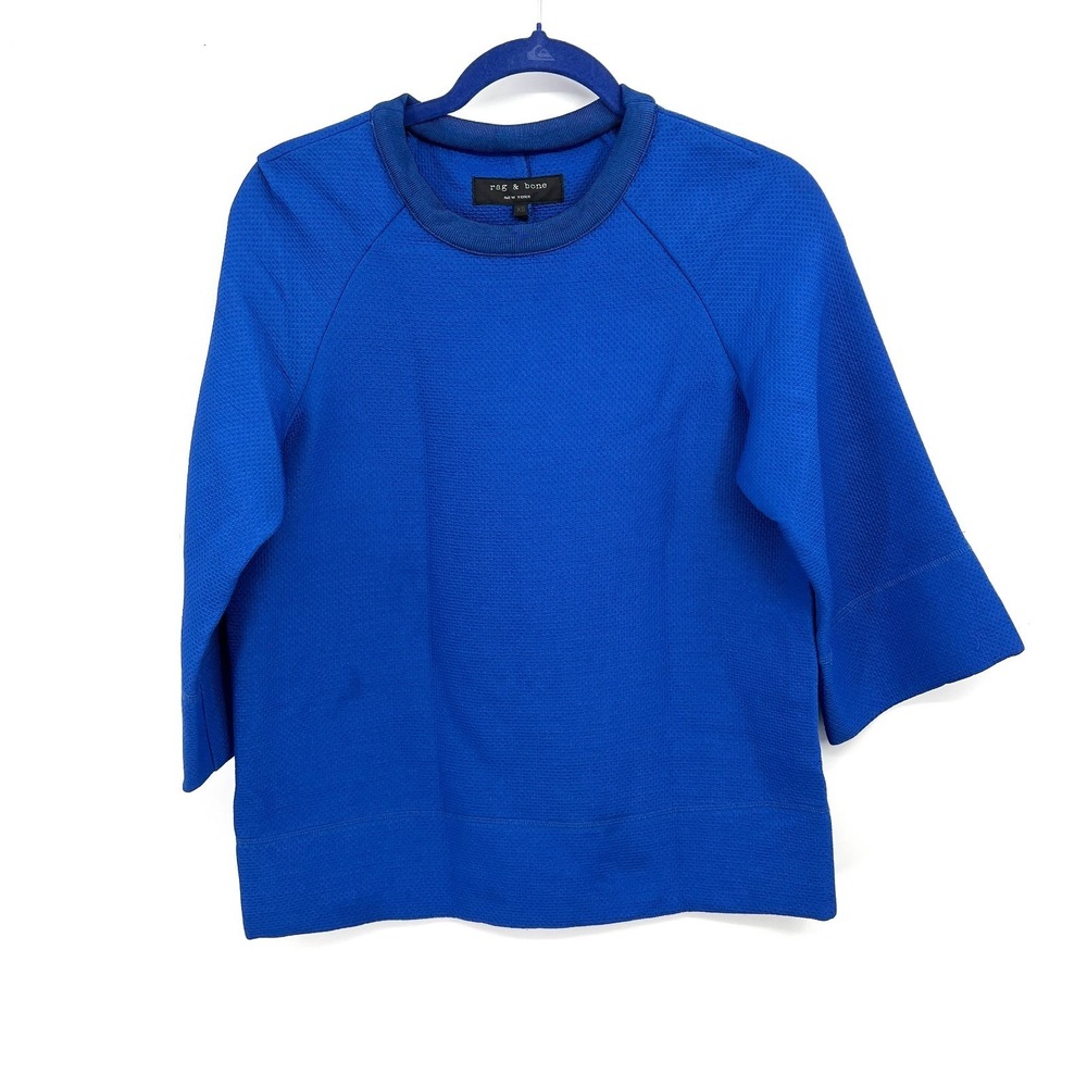 Rag & Bone royal blue textured oversized 3/4 sleeve top‎ coastal minimalist XS